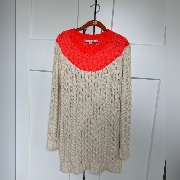 Boden Long Cream and Orange Cable Knit Sweater - Picture 16 of 16